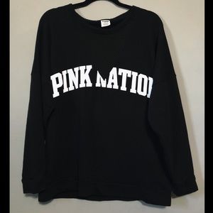 PINK Victoria's Secret Sweaters - PINK Victoria’s Secret crew mesh neck sweater L PINK Victoria's Secret Sweaters - PINK Victoria’s Secret crew mesh neck sweater L